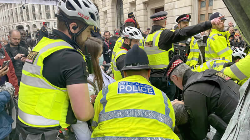 Londra’da geçit törenindeki çevreci eyleme polis müdahalesi