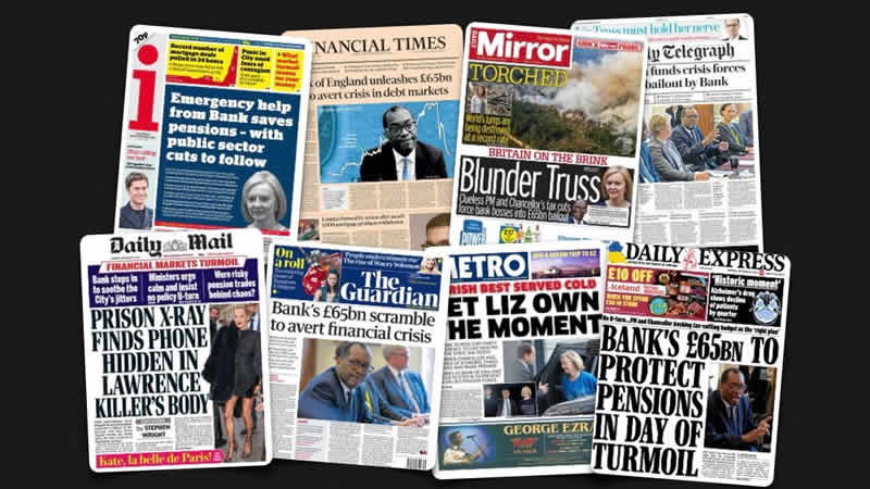 29 Eylül Perşembe: İngiltere gazetelerinden öne çıkan manşetler