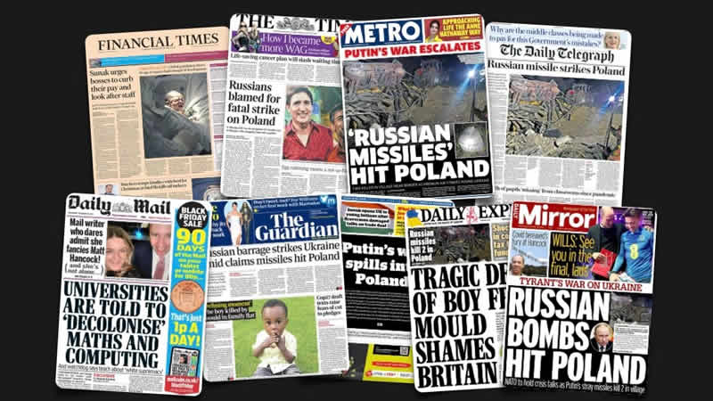 16 Kasım Çarşamba: İngiltere gazetelerinden öne çıkan manşetler