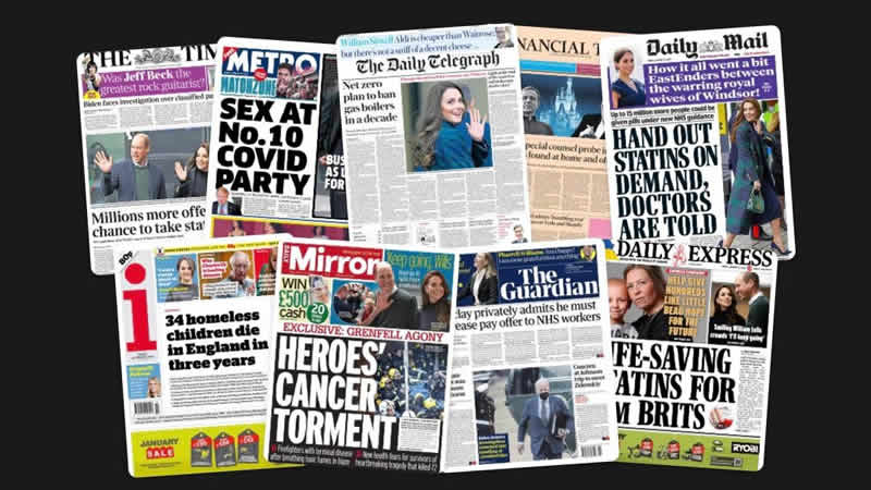 13 Ocak Cuma: İngiltere gazetelerinden öne çıkan manşetler