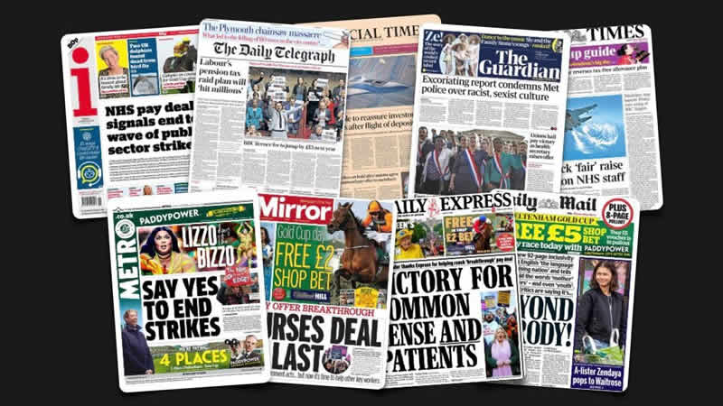 17 Mart Cuma: İngiltere gazetelerinden öne çıkan manşetler