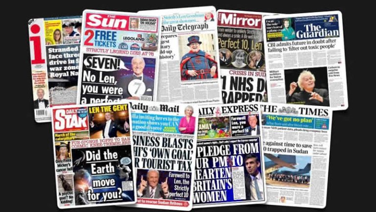 25 Nisan Salı: İngiltere gazetelerinden öne çıkan manşetler