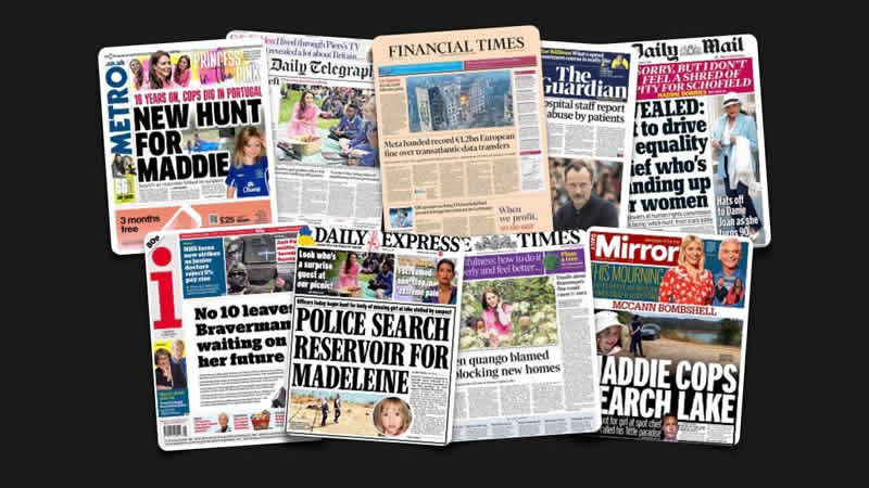 23 Mayıs Salı: İngiltere gazetelerinden öne çıkan manşetler