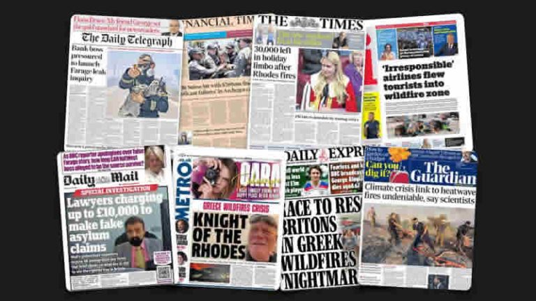 25 Temmuz Salı: İngiltere gazetelerinden öne çıkan manşetler