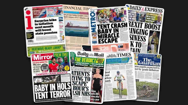 14 Ağustos Pazartesi: İngiltere gazetelerinden öne çıkan manşetler
