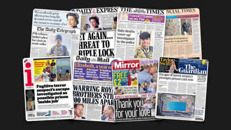 8 Eylül Cuma: İngiltere gazetelerinden öne çıkan manşetler